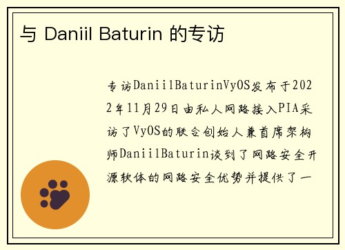 与 Daniil Baturin 的专访 