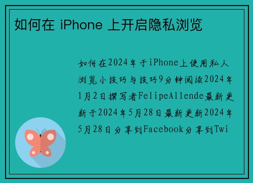 如何在 iPhone 上开启隐私浏览 